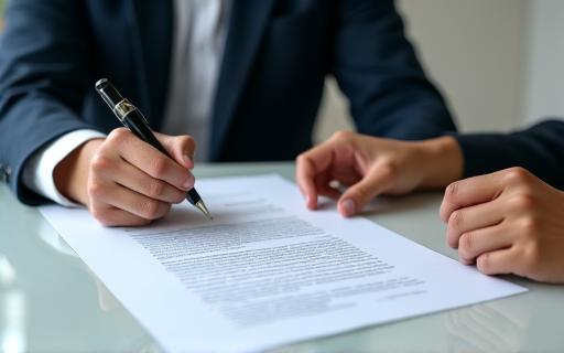 A person signing a contract, representing talent acquisition.